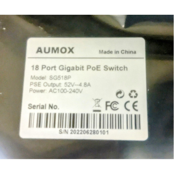 Aumox 18-Port Ethernet Gigabit PoE Switch, 16-Port PoE with 2 Uplink Gigabit Por - Picture 3 of 6